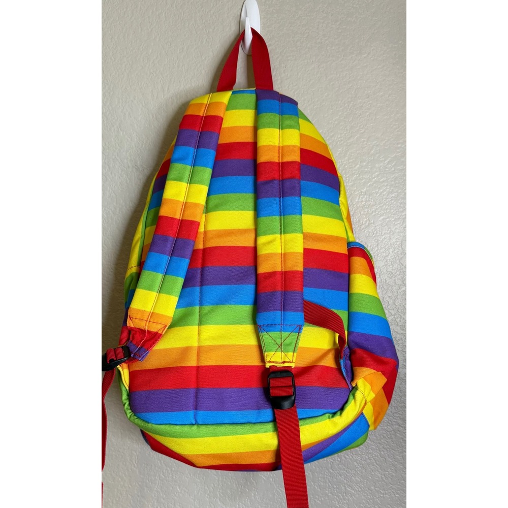 Dickies Unisex Large Backpack Colton Rainbow Striped Canvas Bag Festival School - Picture 2 of 8